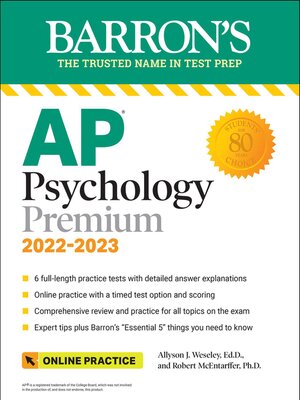 cover image of AP Psychology Premium, 2022-2023: Comprehensive Review with 6 Practice Tests + an Online Timed Test Option